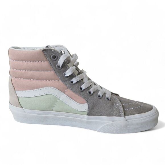 Vans Sk8-Hi Canvas Colorblock Skate Shoes "Grey / Pink / Green" Women's 8 - Picture 7 of 11